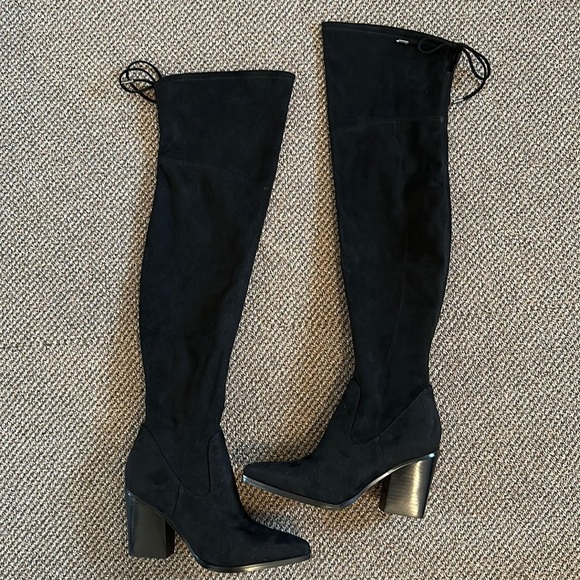 Marc Fisher LTD Okun Over The Knee Thigh Black Suede Boots - Picture 4 of 9